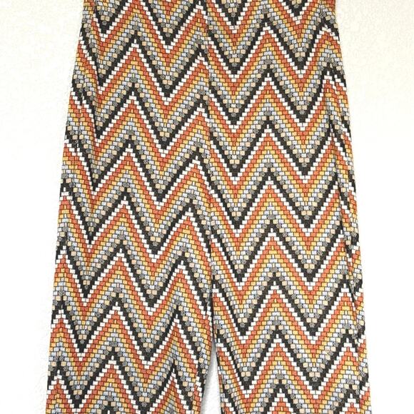 Urban Outfitters Bryn Pull-On Flare Pant in Orange Zigzag Womens Size Small - Picture 7 of 10
